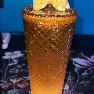 Starbucks Yellow Amber Textured Tumbler with Siren Emblem